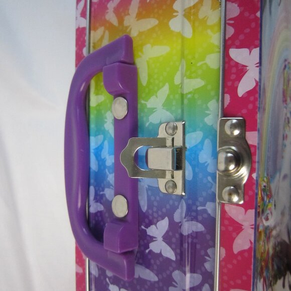 Lisa Frank Unicorn Rainbow Butterflies Metal Embossed Lunchbox Tin/Puzzle Box - Picture 3 of 9